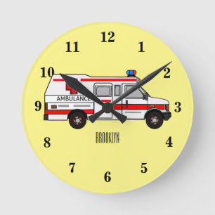 Ambulance cartoon illustratie ronde klok