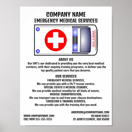 Ambulance Design, EMT, Paramedic Poster (Voorkant)