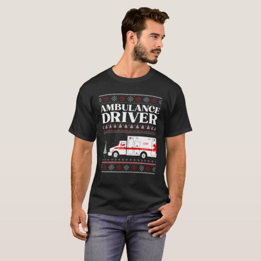 Ambulance driver Ugly Kerstmis EMS EMT Paramedic T-shirt (Voorkant volledig)