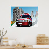 Ambulance in de stad poster (Keuken)