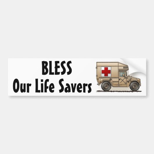 "Ambulance Militaire Hummer, ons leven redden... B Bumpersticker (Voorkant)