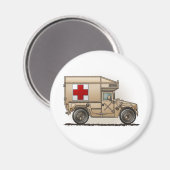 Ambulance militaire - Magnet rond (Recto/Verso)