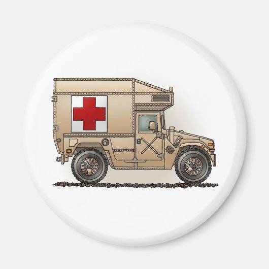 Ambulance militaire - Magnet rond (Devant)