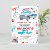 Ambulance party theme invitation (Debout devant)