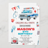 Ambulance party theme invitation (Devant / Derrière)