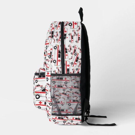 Ambulance Pattern Custom Name School Bedrukte Rugzak (Rechts)
