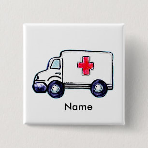 Ambulance vierkante speld button 5,1 cm