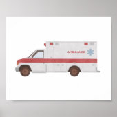 Ambulanceprint Kinderkamerdecoratie Poster (Voorkant)