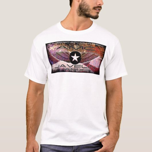 AMC Javelin AMX Winged Star Faded Flag Design T-shirt (Voorkant)
