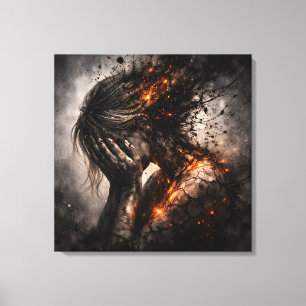 Âme Brisée : Toile Carrée de Douleur Interne