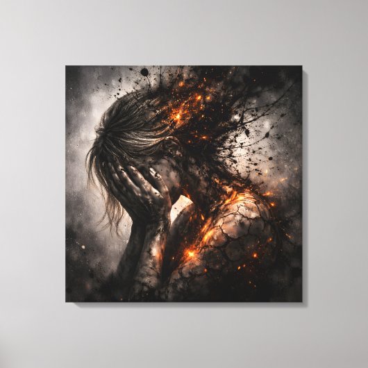 Âme Brisée : Toile Carrée de Douleur Interne (Recto)