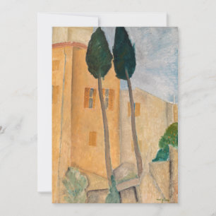 Amedeo Modigliani - Cypresses en Huizen in Cagnes Bedankkaart