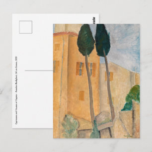 Amedeo Modigliani - Cypresses en Huizen in Cagnes Briefkaart