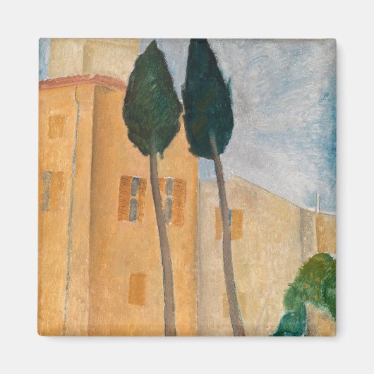 Amedeo Modigliani - Cypresses en Huizen in Cagnes Magneet (Voorkant)
