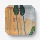 Amedeo Modigliani - Cypresses en Huizen in Cagnes Papieren Bordje (Voorkant)