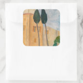 Amedeo Modigliani - Cypresses en Huizen in Cagnes Vierkante Sticker (Tas)