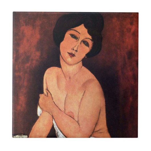 Amedeo Modigliani Grote Zittende Vrouw Tegeltje (Voorkant)