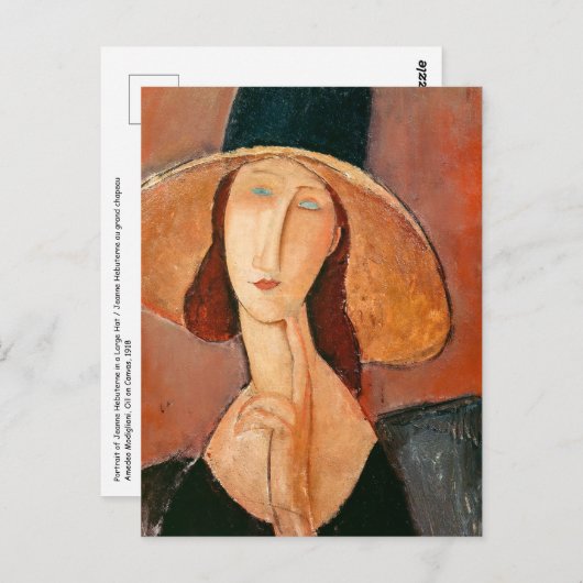 Amedeo Modigliani - Jeanne Hebuterne in groot Pet Briefkaart (Voorkant / Achterkant)
