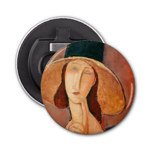 Amedeo Modigliani - Jeanne Hebuterne in groot Pet Button Flesopener