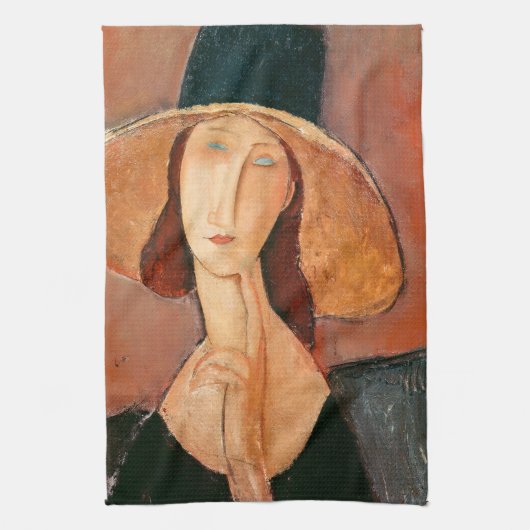 Amedeo Modigliani - Jeanne Hebuterne in groot Pet Theedoek (Verticaal)