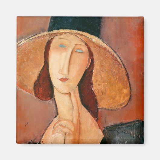 Amedeo Modigliani - Jeanne Hebuterne in grote hoed Magneet (Voorkant)