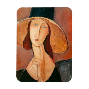 Amedeo Modigliani - Jeanne Hebuterne in grote hoed Magneet