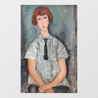 Amedeo Modigliani - Jong Meisje in een Gestreepte