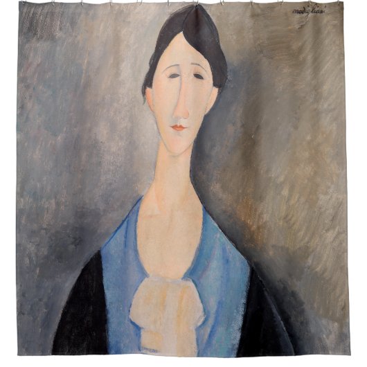 Amedeo Modigliani - Jonge vrouw in blauw Douchegordijn (Voorkant)