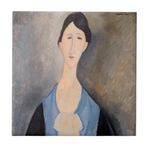 Amedeo Modigliani - Jonge vrouw in blauw Tegeltje