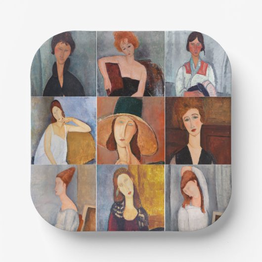 Amedeo Modigliani - Masterstuks Collage Papieren Bordje (Voorkant)