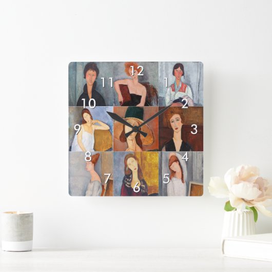 Amedeo Modigliani - Masterstuks Collage Vierkante Klok (Huis)