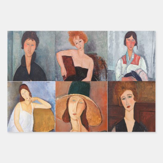 Amedeo Modigliani - Meesterwerken Collage Inpakpapier Vel (Voorkant 2)