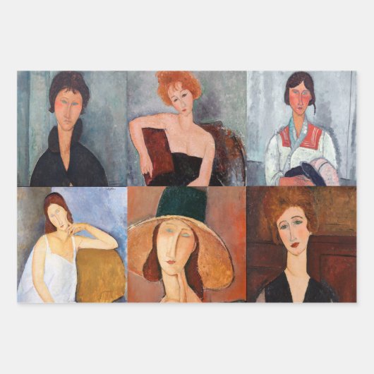 Amedeo Modigliani - Meesterwerken Collage Inpakpapier Vel (Voorkant)