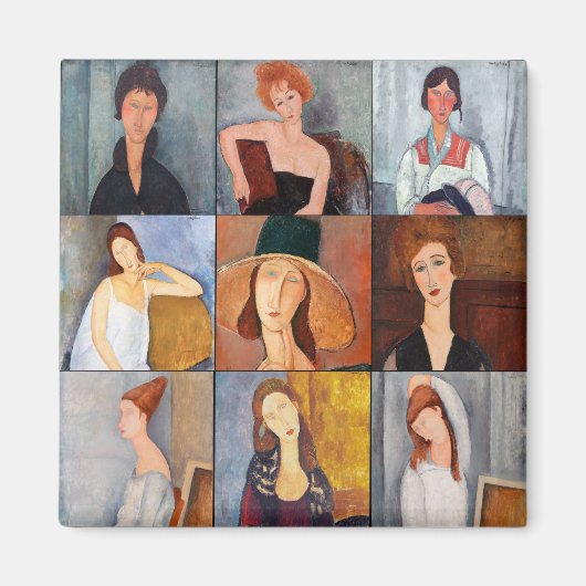 Amedeo Modigliani - Meesterwerken Collage Magneet (Voorkant)