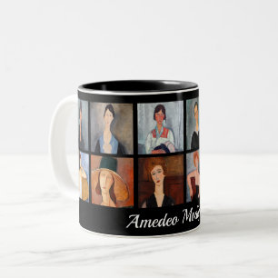 Amedeo Modigliani - Meesterwerken Collage Tweekleurige Koffiemok