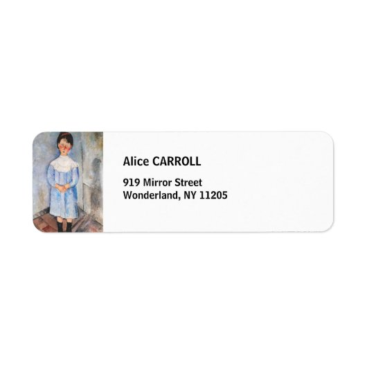 Amedeo Modigliani - Meisje in het blauw Etiket (Voorkant)