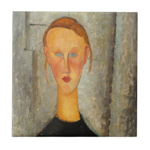Amedeo modigliani - meisje met blauwe ogen tegeltje