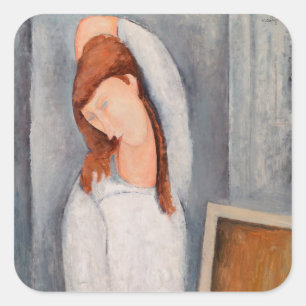 Amedeo Modigliani - Portrait Jeanne Hebuterne #1 Vierkante Sticker