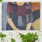 Amedeo Modigliani - Portrait Jeanne Hebuterne #2 Theedoek (Gevouwen)