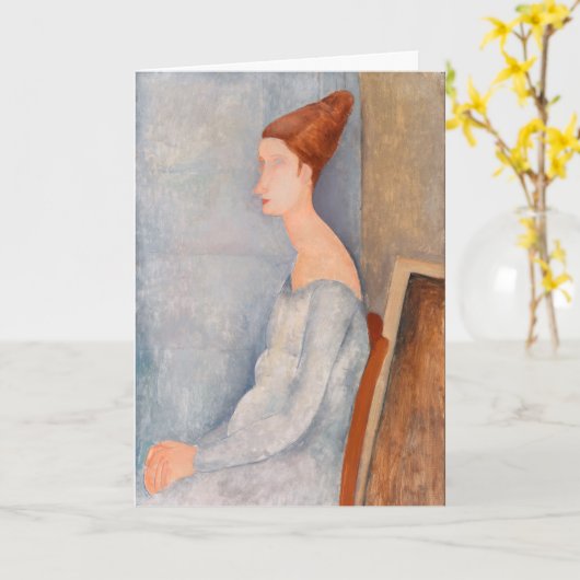 Amedeo Modigliani - Portrait Jeanne Hebuterne #3 Kaart (Gele Bloem)