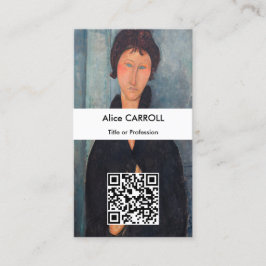 Amedeo Modigliani - Vrouw met blauwe ogen - QR-cod Visitekaartje