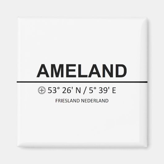 Ameland Coordinates - Ameland Coordinaten Magneet (Voorkant)