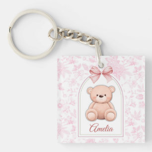 Amelia   Aangepaste Roze Teddybeer Nursery Design Sleutelhanger