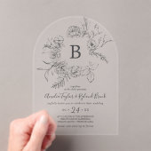 AMELIA Boho Arch Botanisch Monogram Bloemen Huweli Acryl Uitnodigingen (Insitu (Draagbaar))