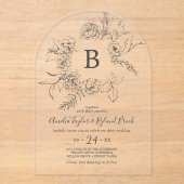 AMELIA Boho Arch Botanisch Monogram Bloemen Huweli Acryl Uitnodigingen (Voorkant)