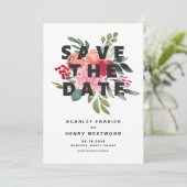 Amelia Bold Waterverf Floral Bouquet Modern Save The Date (Staand voorkant)