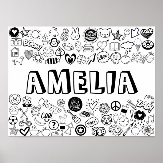 'AMELIA' Color-it-Yourself-contourontwerp Poster (Voorkant)