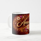 Amelia Custom Mug Pink Heart Emerald Gold Romantic (Devant gauche)