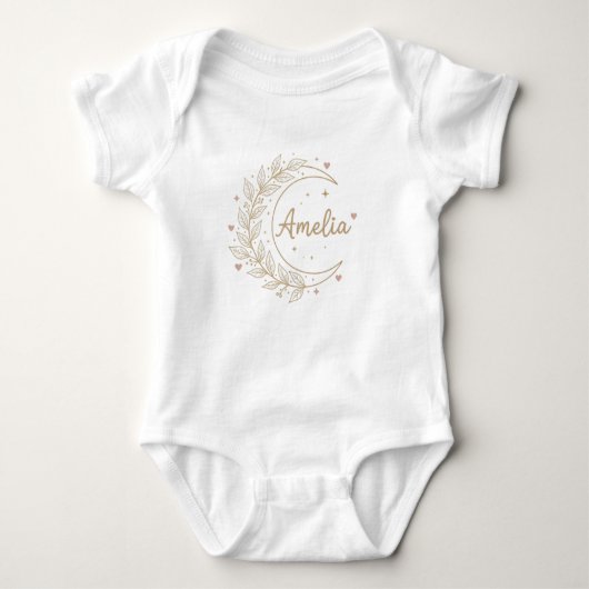 Amelia Custom Naam Baby Body - Elegante Celesti Romper (Voorkant)
