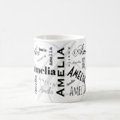 Amelia Custom Name Black White Coffee Mug (Centre)